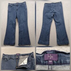 NYDJ P700T Teresa Trouser Jeans Women's 18P Petite Wide Leg Lift Tuck Blue EUC